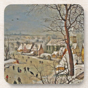 Dessous-de-verre Winterscape sur un étang avec des oiseaux