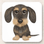 Dessous-de-verre Wirehaired Dachshund | Cute Cartoon Dog Teckel<br><div class="desc">Wirehaired Dachshund Lover's Set of Coasters. Add this cute decor to your dining area or coffee table and protect your furniture from the damage that can come from hot and cold beverages. Original cartoon style drawing of a wild boar and tan Teckel. These cool wiener dog lover's coasters make a...</div>