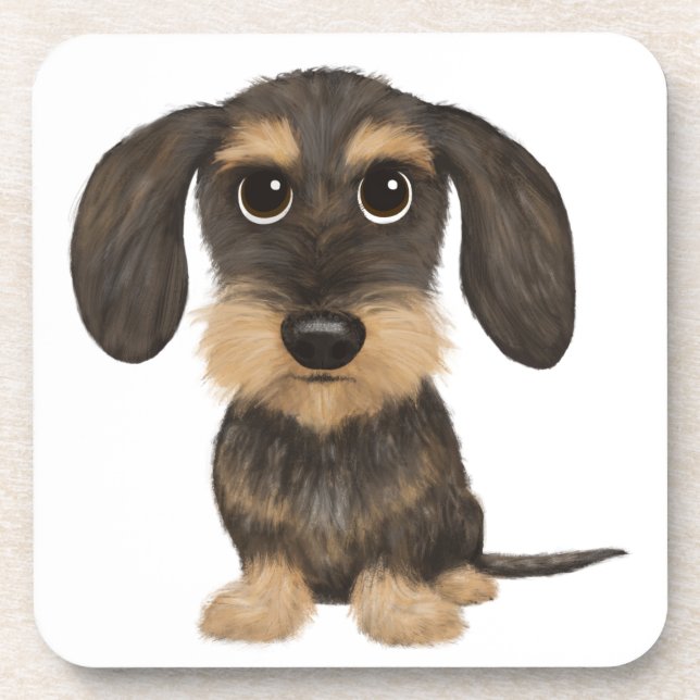 Dessous-de-verre Wirehaired Dachshund | Cute Cartoon Dog Teckel (Devant)