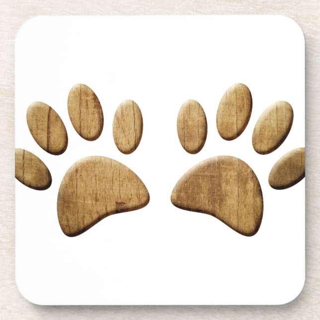 Dessous-de-verre Wood Dog Paw Print (Devant)