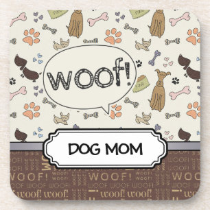 Dessous-de-verre WOOF ! Amoureux des chiens - Puppies motif personn