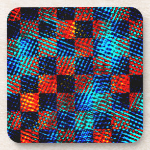 Dessous-de-verre Xadrez azul, laranja, faux sujo ou manchado.
