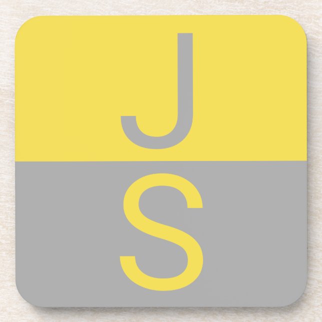 Dessous-de-verre Yellow & Grey Modern Initials monogram (Devant)
