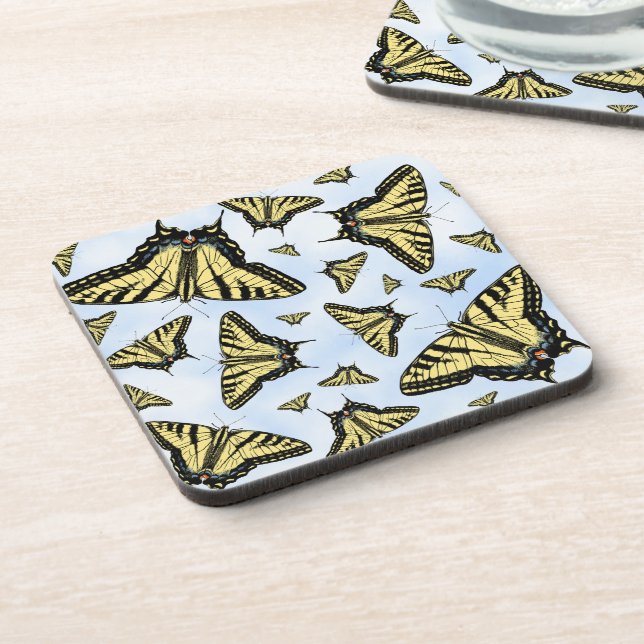 Dessous-de-verre Yellow Swallowtail Butterflies Blue Sky Custom (Côté gauche)