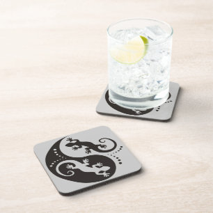 Dessous-de-verre YIN & YANG Geckos black + your background & idea