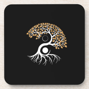 Dessous-de-verre Yin Yang Tree - Feuilles d'or