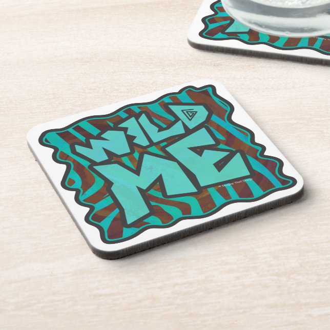 Dessous-de-verre Zebra Brown et Turquoise Wild Me Design (Côté gauche)