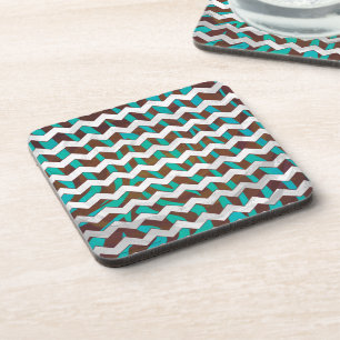 Dessous-de-verre Zebra Chevron Impression Brown et Turquoise