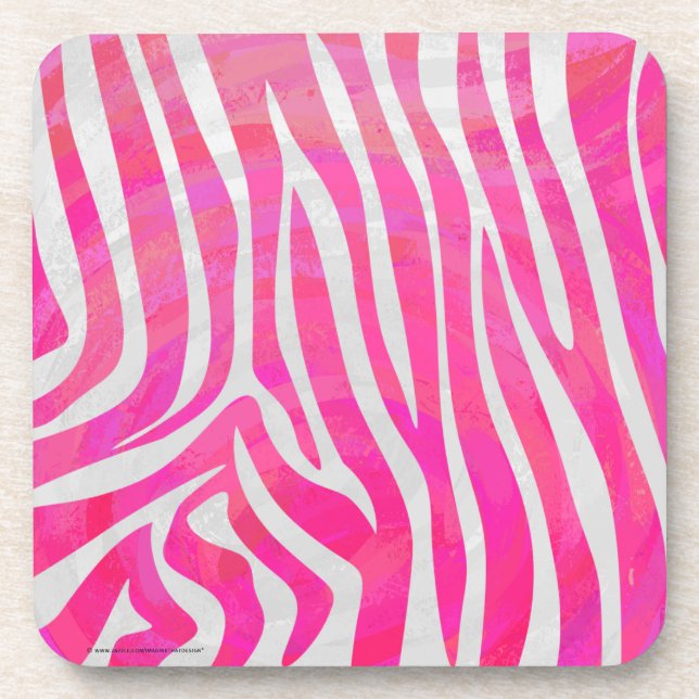 Dessous-de-verre Zebra Hot Pink et White Print (Devant)