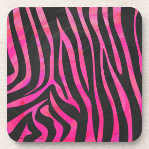 Dessous-de-verre Zebra noir et rose chaud