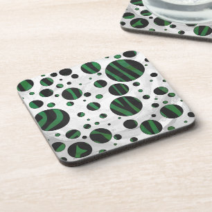 Dessous-de-verre Zebra noir et vert Polka point