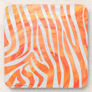 Dessous-de-verre Zebra Orange and White Print