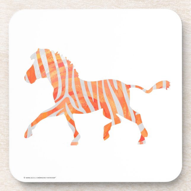 Dessous-de-verre Zebra Orange et Silhouette blanche (Devant)