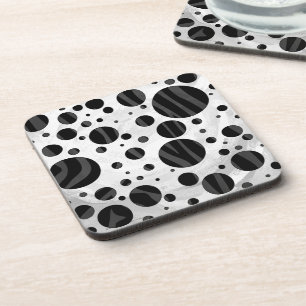 Dessous-de-verre Zebra Polka point noir et gris impression