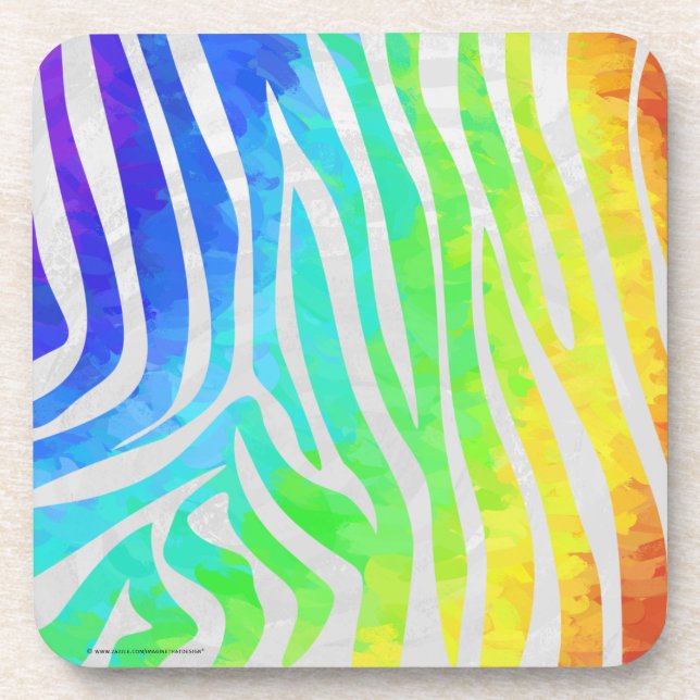 Dessous-de-verre Zebra Rainbow et White Print (Devant)