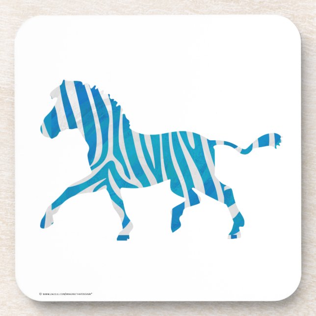Dessous-de-verre Zebra Silhouette Bleu et Blanc (Devant)