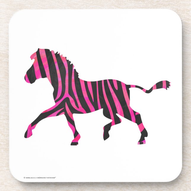 Dessous-de-verre Zebra Silhouette noir et rose chaud (Devant)