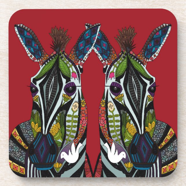 Dessous-de-verre zèbre amour rouge (Devant)