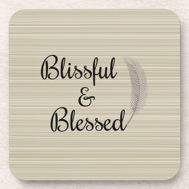 Dessous-de-verre Zen ange plumes blanc beige rayures dessous de ver (Devant)