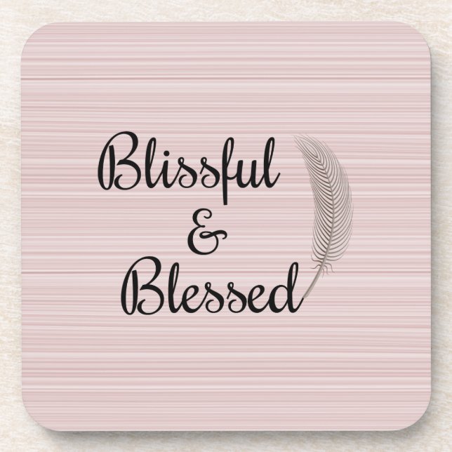 Dessous-de-verre Zen ange plumes blanc rose rayures dessous de verr (Devant)