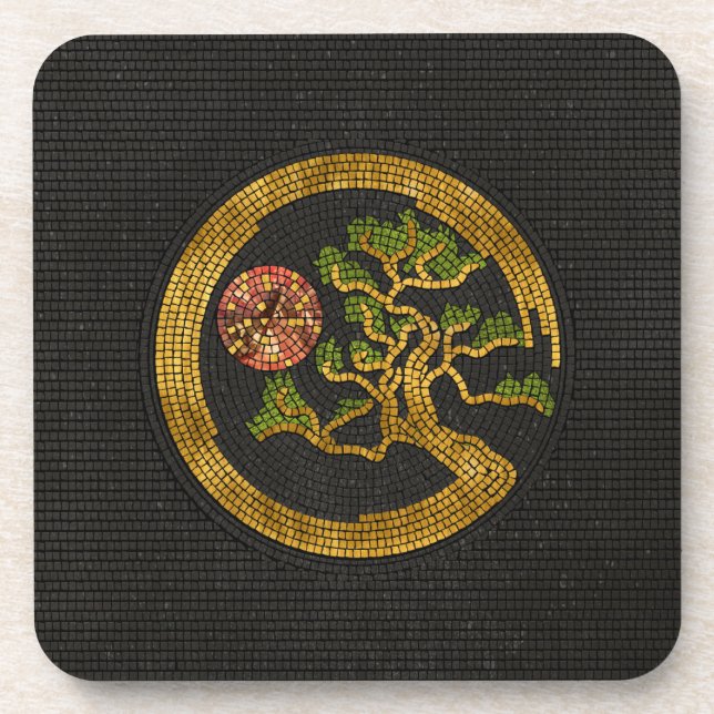 Dessous-de-verre Zen Enso Circle et Bonsai Tree Mosaic (Devant)