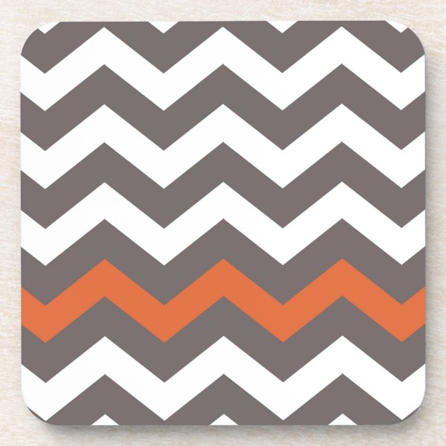 Dessous-de-verre Zigzag Gris Avec Orange Grillé (Devant)