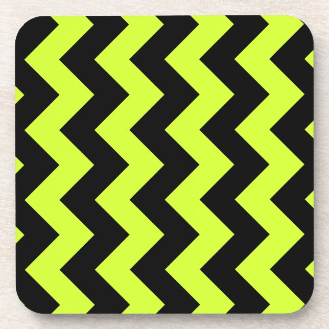 Dessous-de-verre Zigzag I - Jaune noir et fluorescent (Devant)