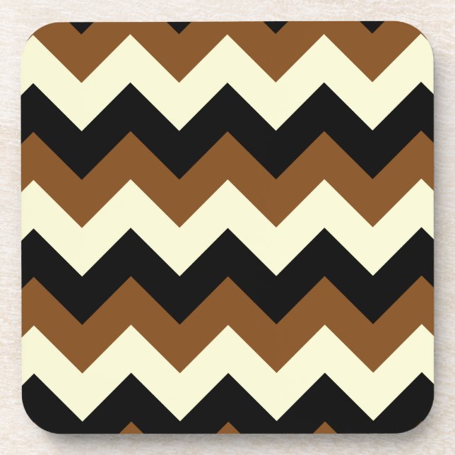 Dessous-de-verre Zigzag I - Noir, jaune et Brown (Devant)