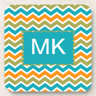 Dessous-de-verre Zigzag tribal vibrant de paon