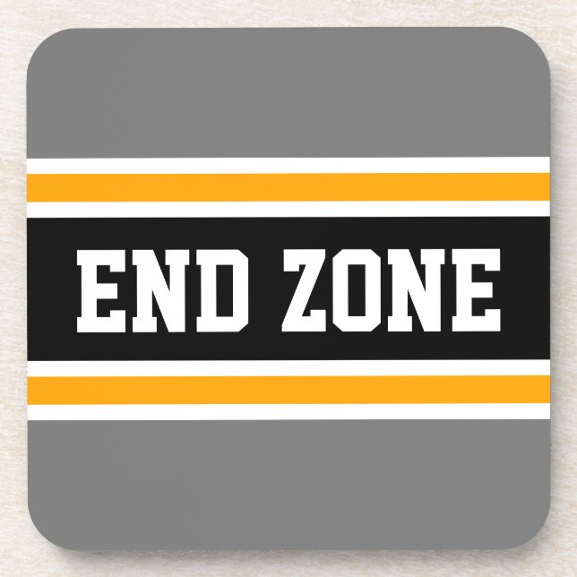 Dessous-de-verre ZONE DE FIN Sportive Gris Jaune Noir Stripes Footb (Devant)