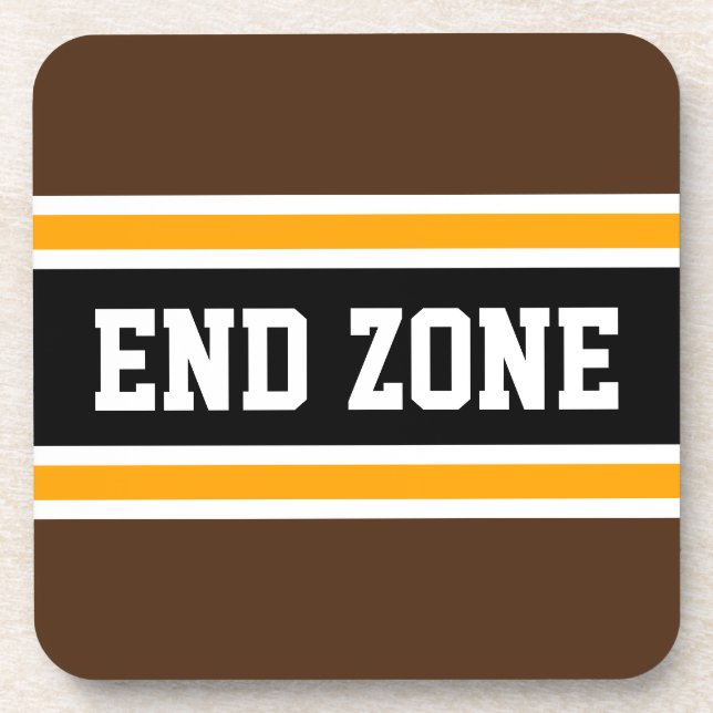 Dessous-de-verre ZONE FIN Fun Brown Jaune Black Football Stripes (Devant)