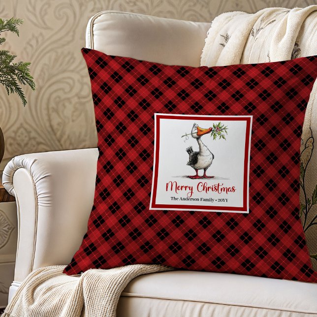 Dessus de coussin décoratif de dessin animé d'oies (Christmas Silly Geese Cartoon Throw Pillow Decor)