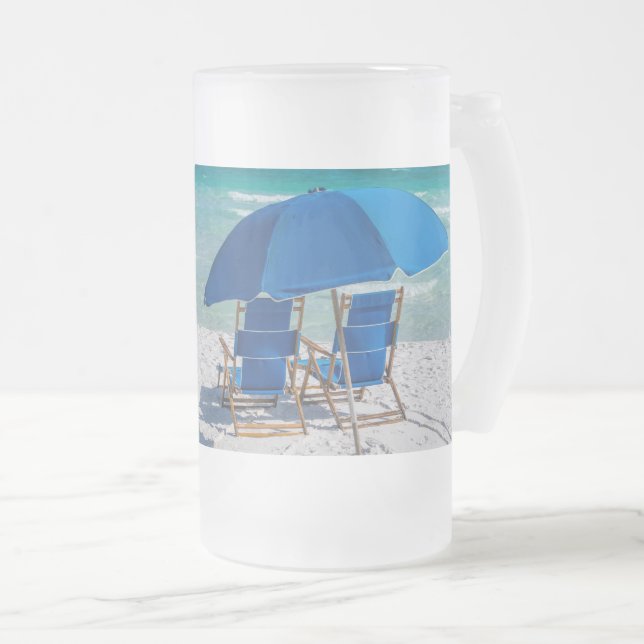 Destin Chaises Floride Et Parapluie Frosted Mug (Devant droit)