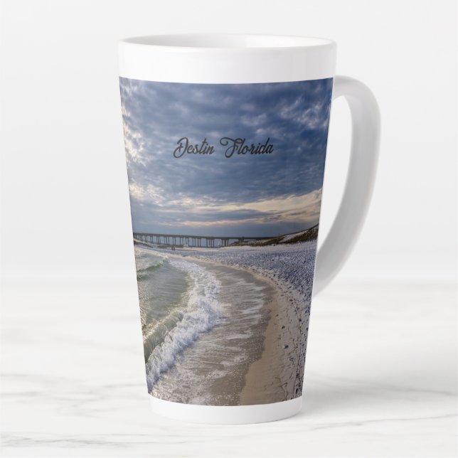 Destin Florida Soirée Vagues Latte Mug (Angle droit)