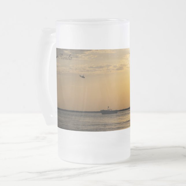 Destin Sunset And Helicopters Frosted Beer Mug (Devant gauche)