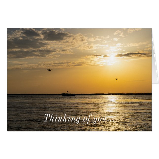 Destin Sunset And Helicopters Thinking of You Card (Devant Horizontal)