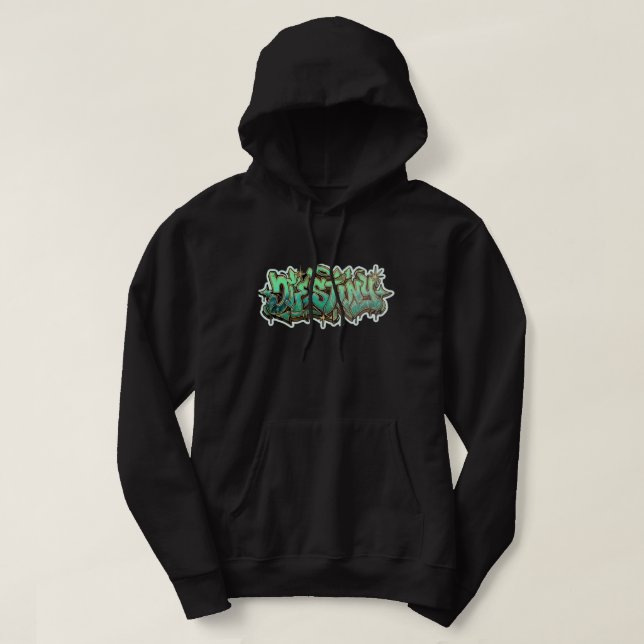 Destin Sweat à Capuche Noir Typographie Graffiti V (Design devant)