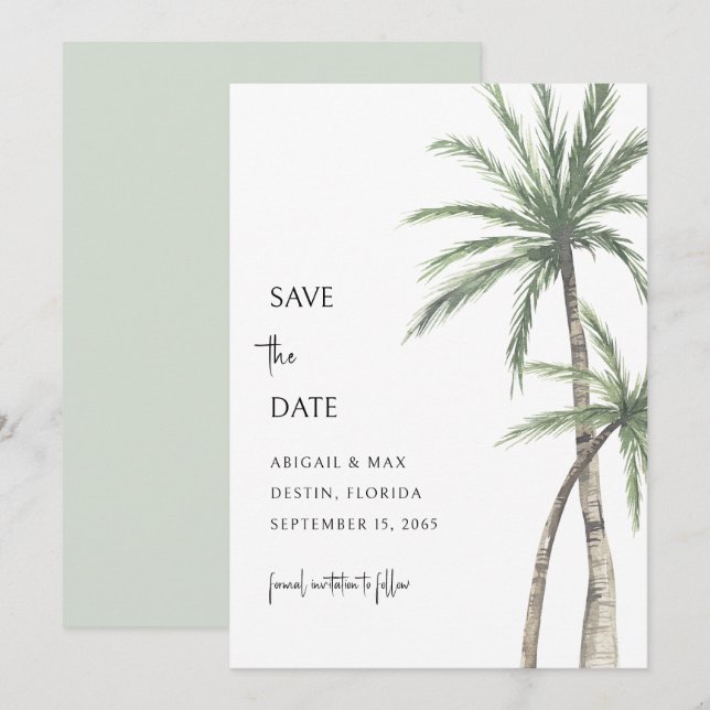 Destination Arbre Palmier Sage Save the Date (Devant / Derrière)