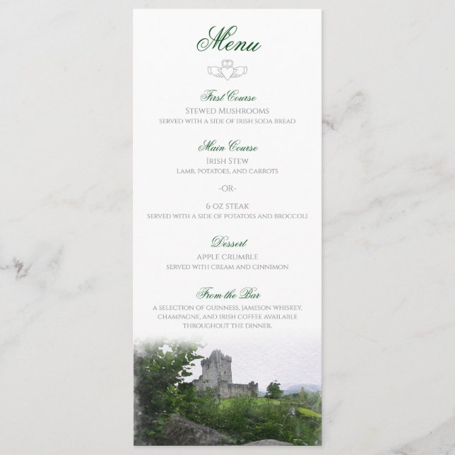 Destination d'aquarelle : Menu de l'Irlande (Devant)