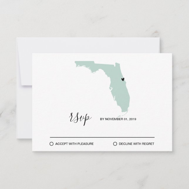 Destination de mariage Carte de Floride Cœur amovi (Devant)
