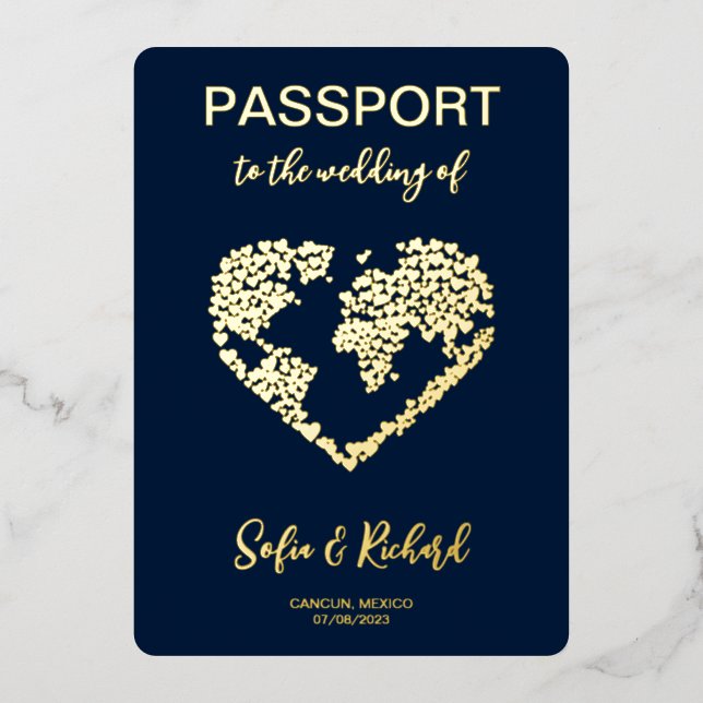Destination de mariage passeport Carte du monde en (Recto)