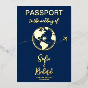 Destination de mariage passeport Carte du monde en