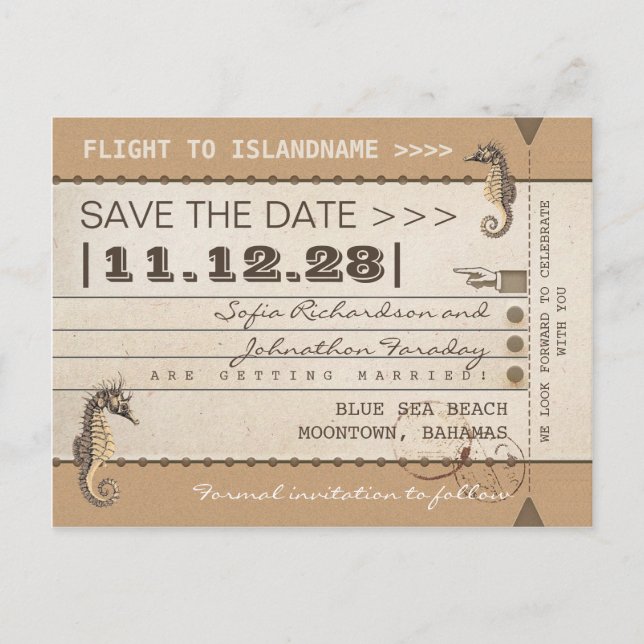 destination enregistrer la date seahorses cartes p (Devant)