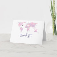 Destination Mariage Aquarelle World Map MERCI