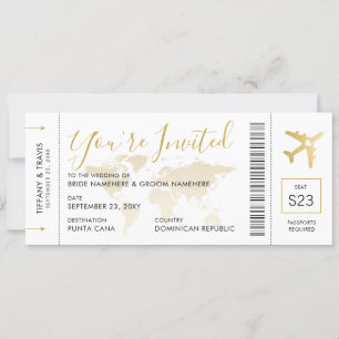 Destination Mariage Carte d'embarquement Invitatio