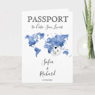 Destination Mariage Passeport bleu Carte du monde 