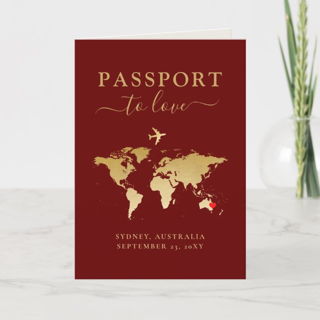 Destination Mariage Passeport Rouge Or Carte + Coe (Devant)