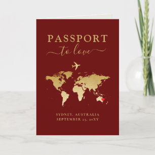 Destination Mariage Passeport Rouge Or Carte + Coe
