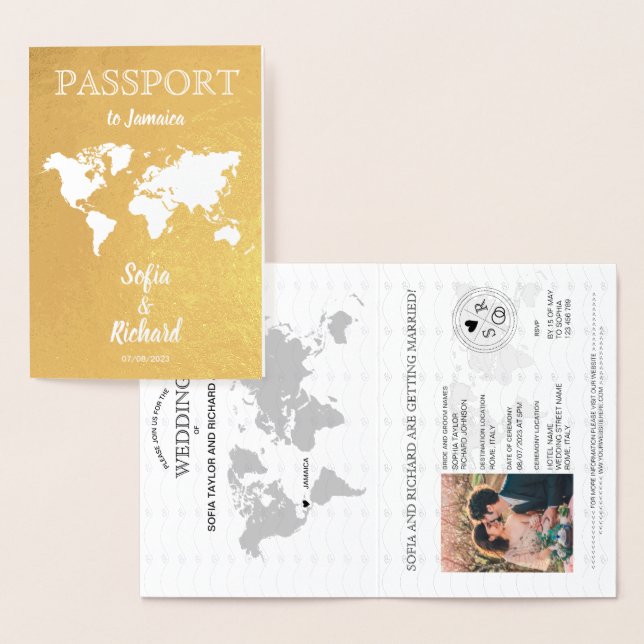 Destination mariage Passport Carte du monde JAMAIC (Affichage)