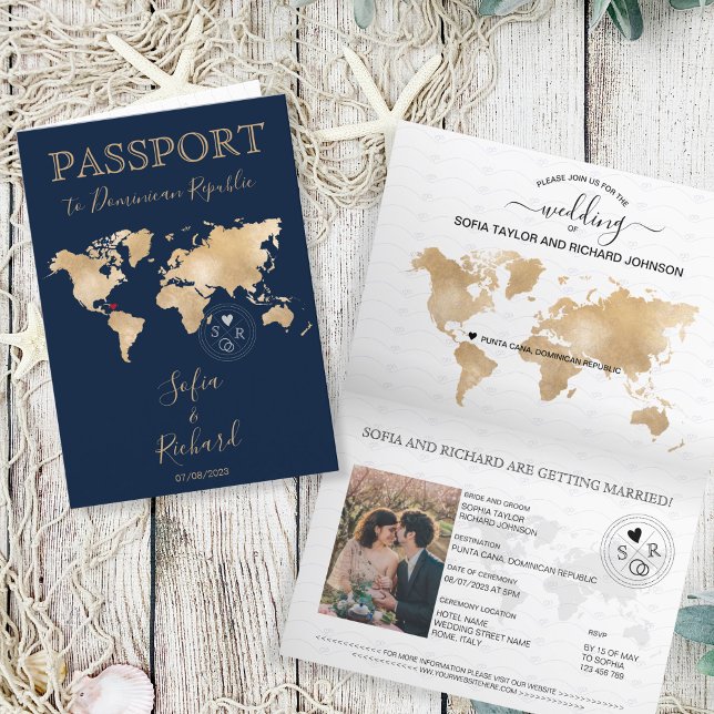 Destination mariage Passport Carte du monde Punta  (dominican republic passport wedding)